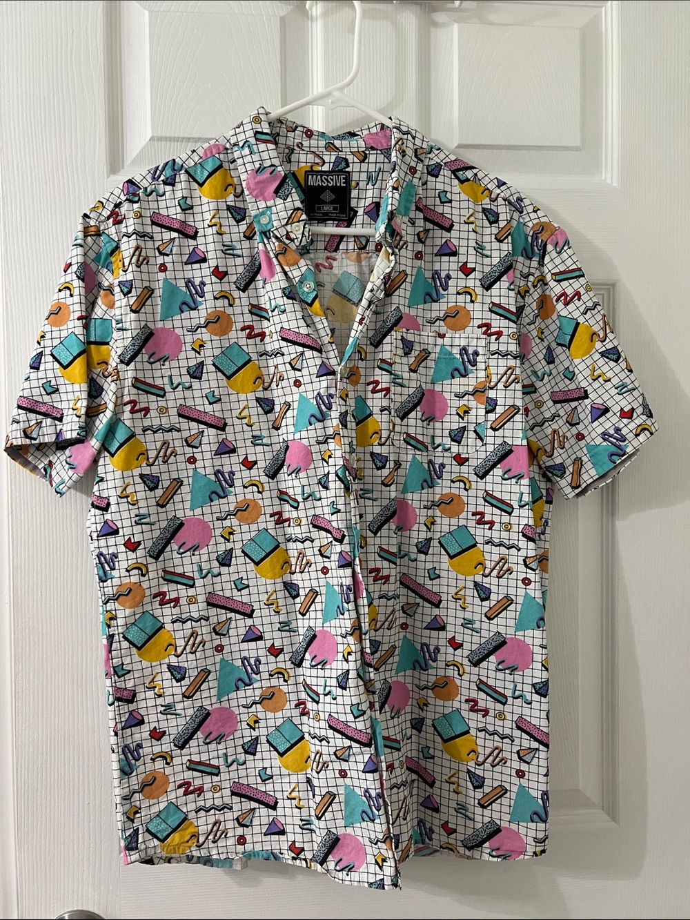 90’s Geometric Print Short Sleeve Shirt